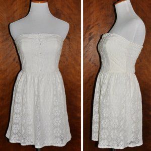 Abercrombie & Fitch Cream Lace Short Strapless Sun Dress  Size S